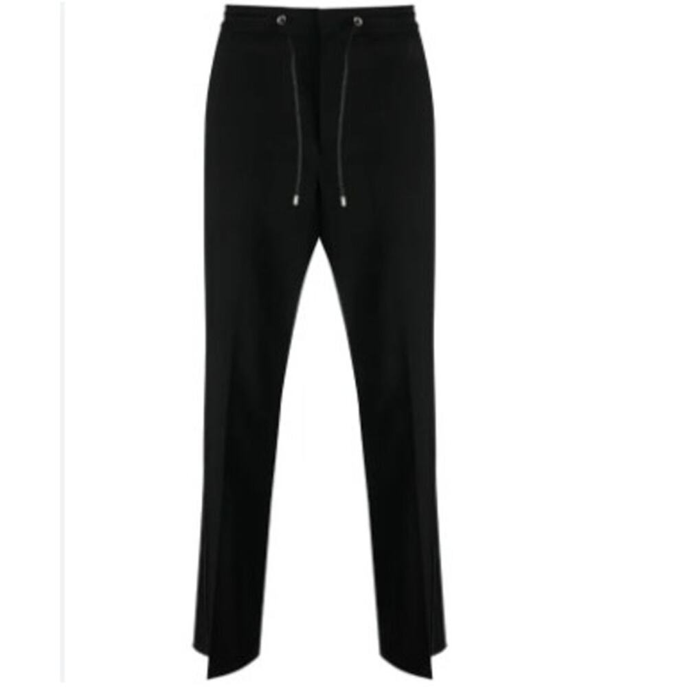 Men's Loewe NWT Black Piped-Trim Wool Track Pants Size 50
